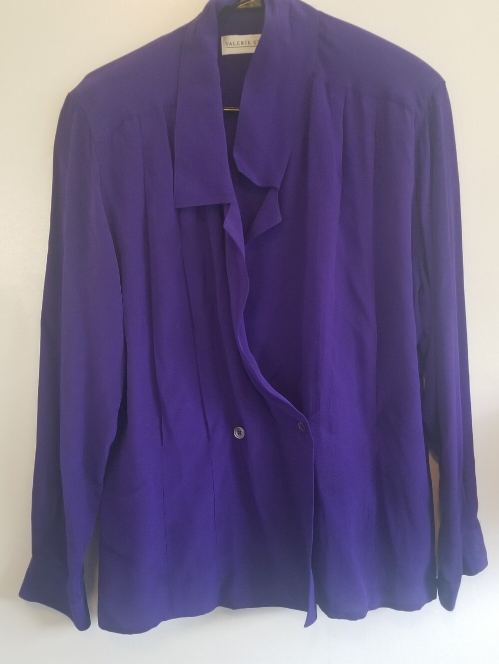 Vintage Valerie Stevens Purple 100% Rayon Blouse_Jacket Women's Size 12